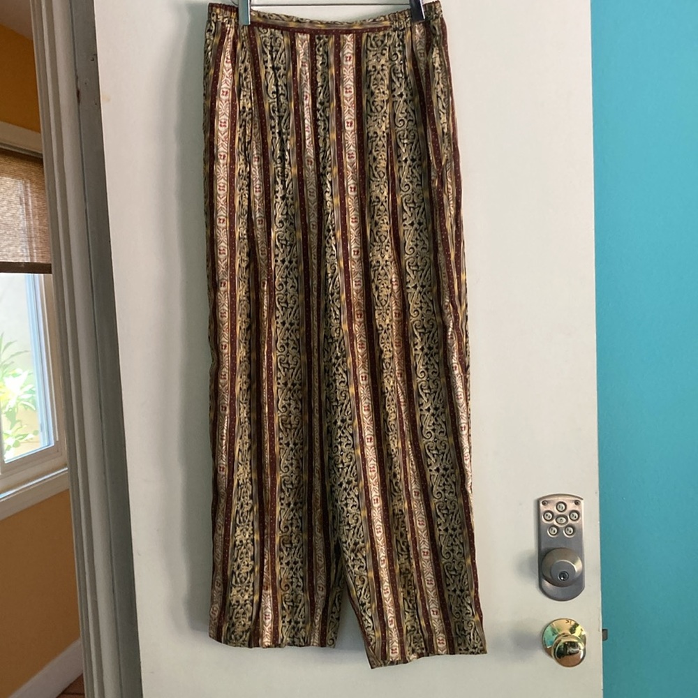 Options Melrose Women Size L Multicolor Pattern Pull On Hi Rise Crop Casual Pant - Picture 3 of 8